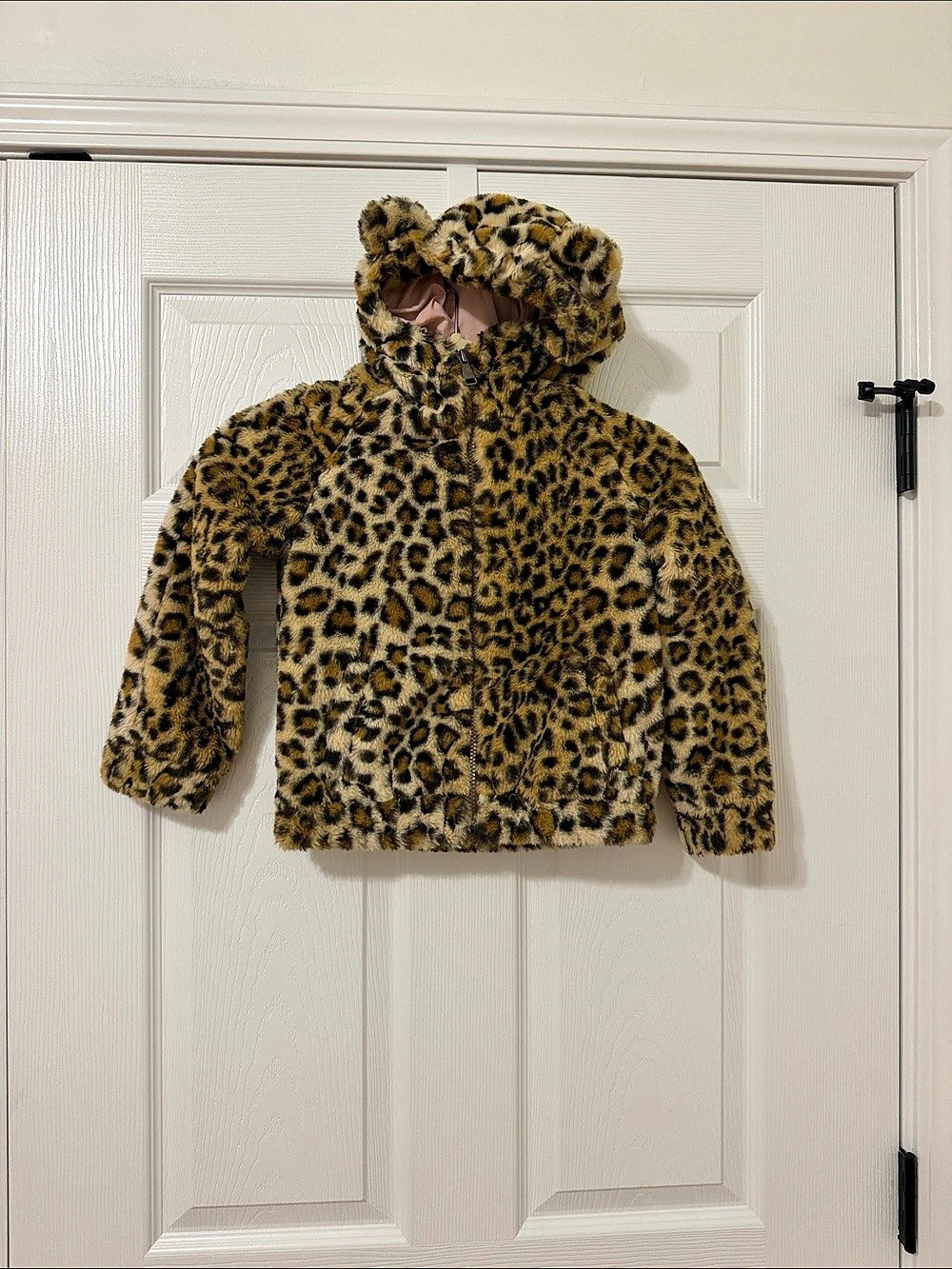 Tucker Tate Leopard Faux Fur Hooded Jacket Size 7